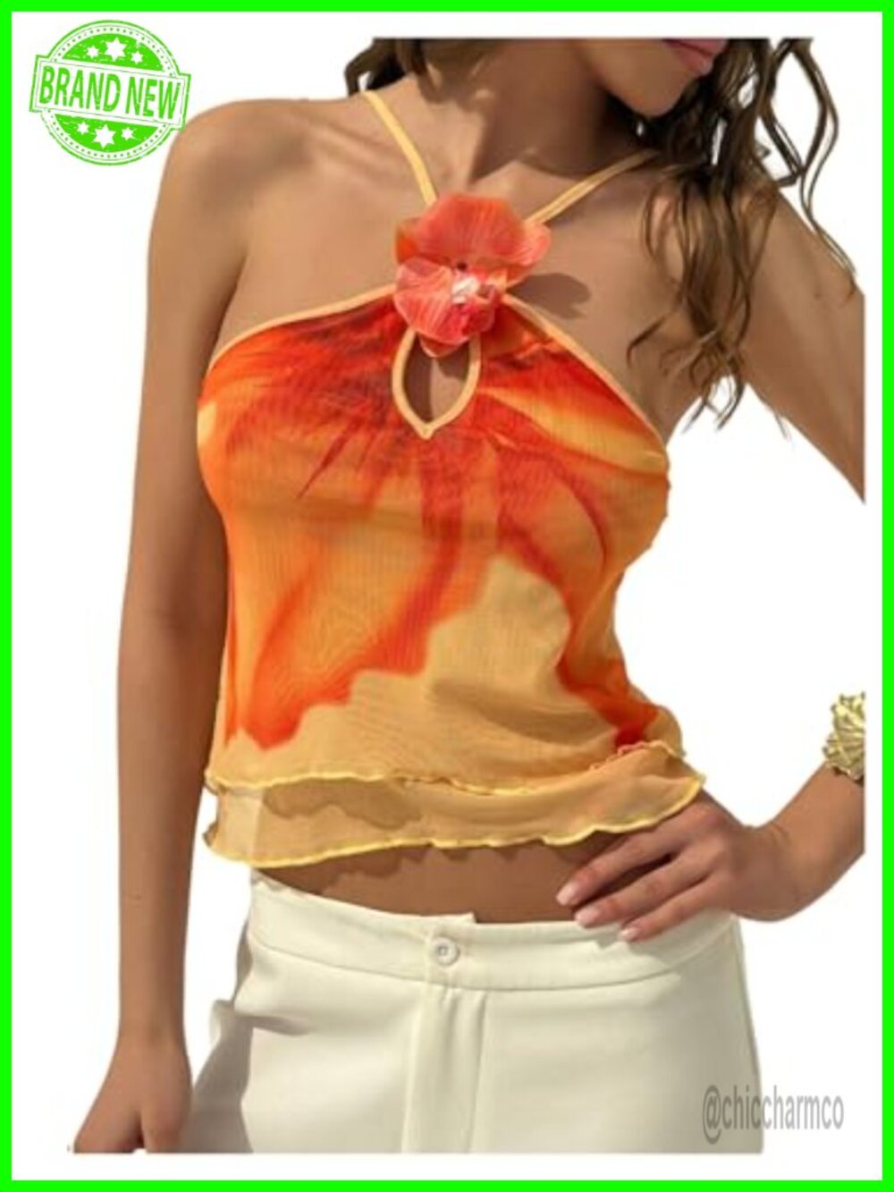 3D Floral Cami Top Layered Mesh Sleeveless Summer Tank Blouse